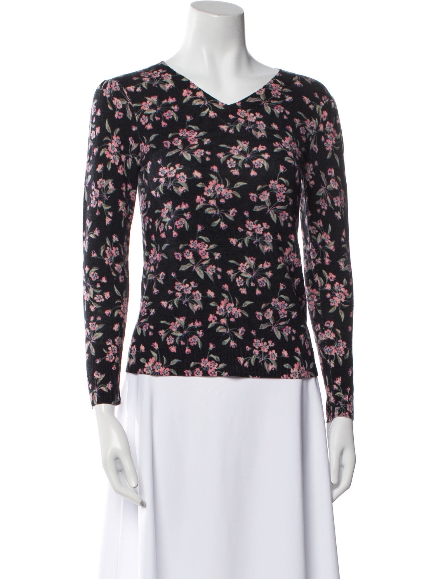 Rebecca Taylor Wool Floral Print Sweater