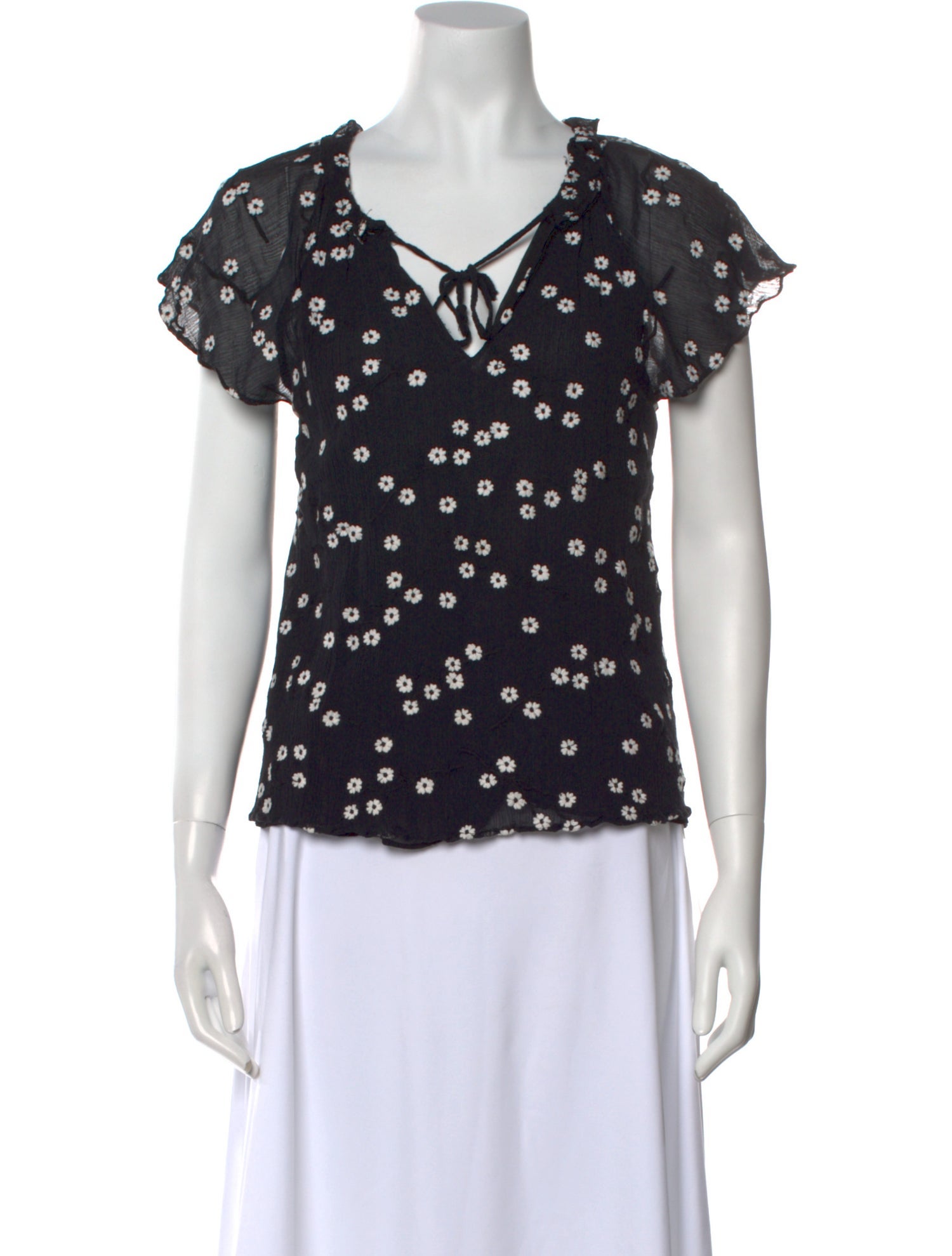 Rebecca Taylor Floral Print V-Neck Blouse