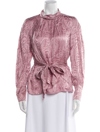 Rebecca Taylor Printed Mock Neck Blouse