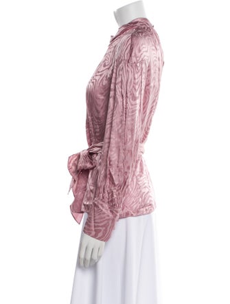 Rebecca Taylor Printed Mock Neck Blouse