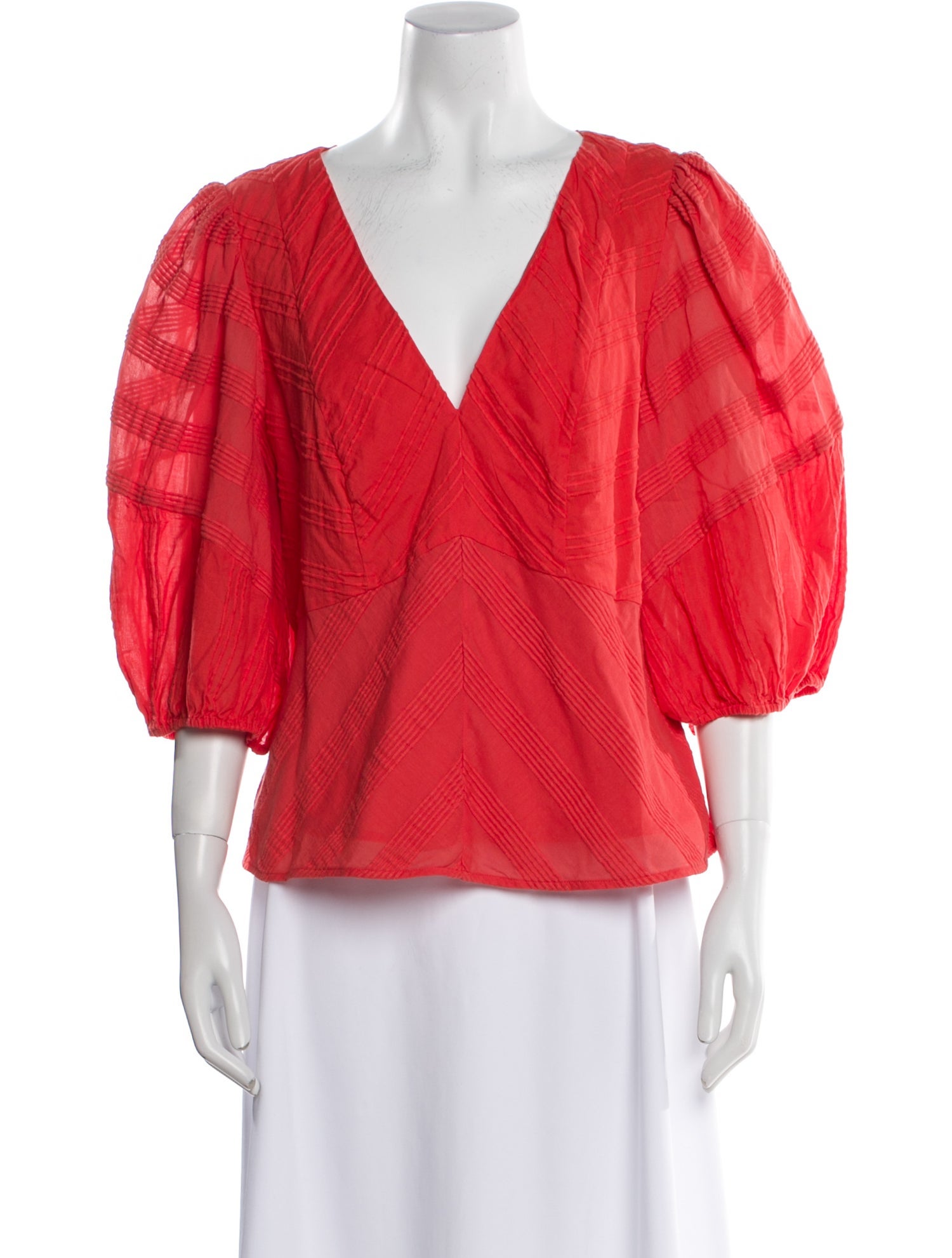 Rebecca Taylor V-Neck Three-Quarter Sleeve Blouse