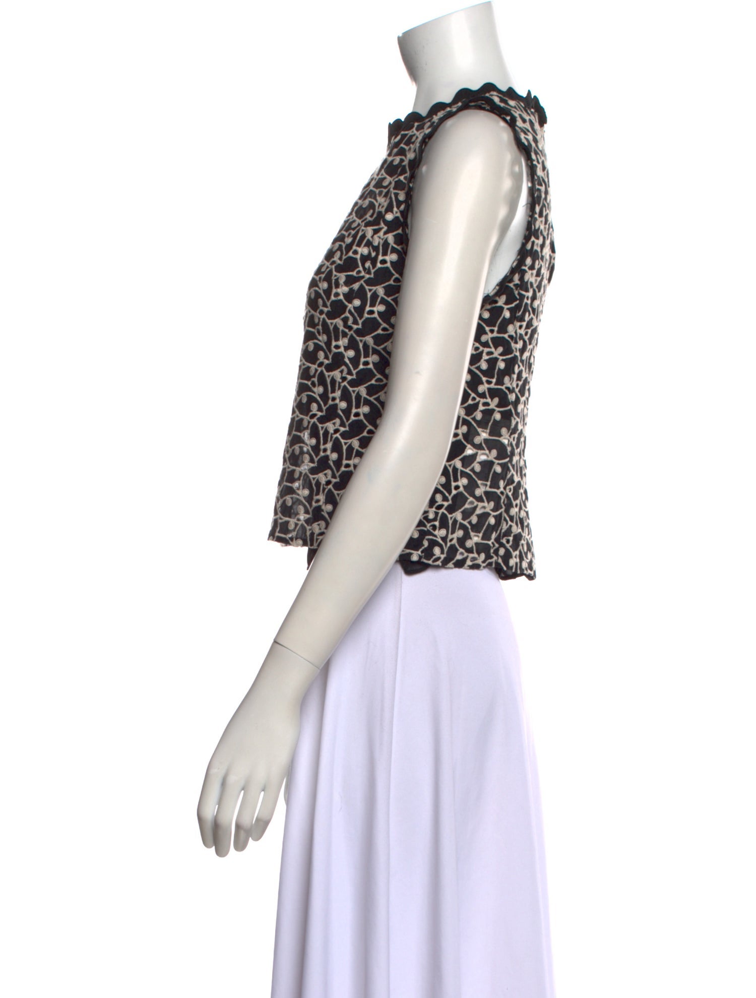 Rebecca Taylor Printed Crew Neck Crop Top