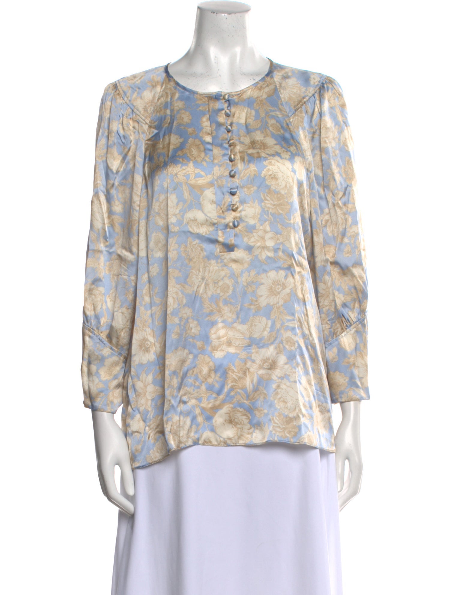 Rebecca Taylor Satin Floral Print Blouse