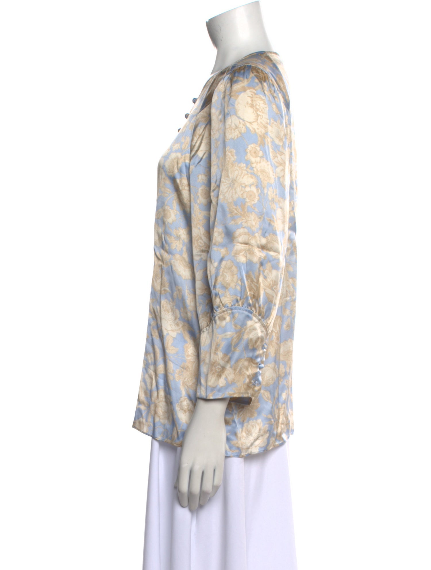 Rebecca Taylor Satin Floral Print Blouse