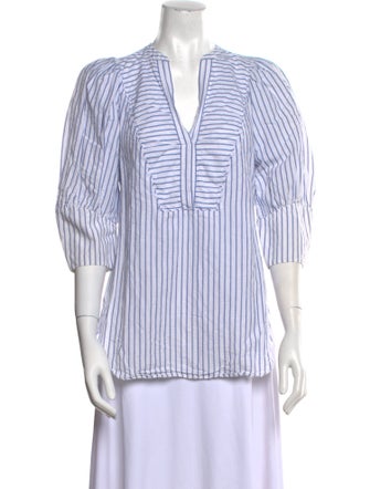 Rebecca Taylor Striped V-Neck Blouse