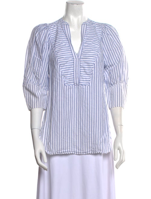 Rebecca Taylor Striped V-Neck Blouse