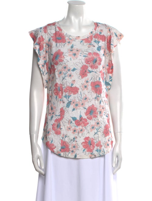 Rebecca Taylor Linen Floral Print T-Shirt