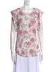 Rebecca Taylor Linen Floral Print T-Shirt