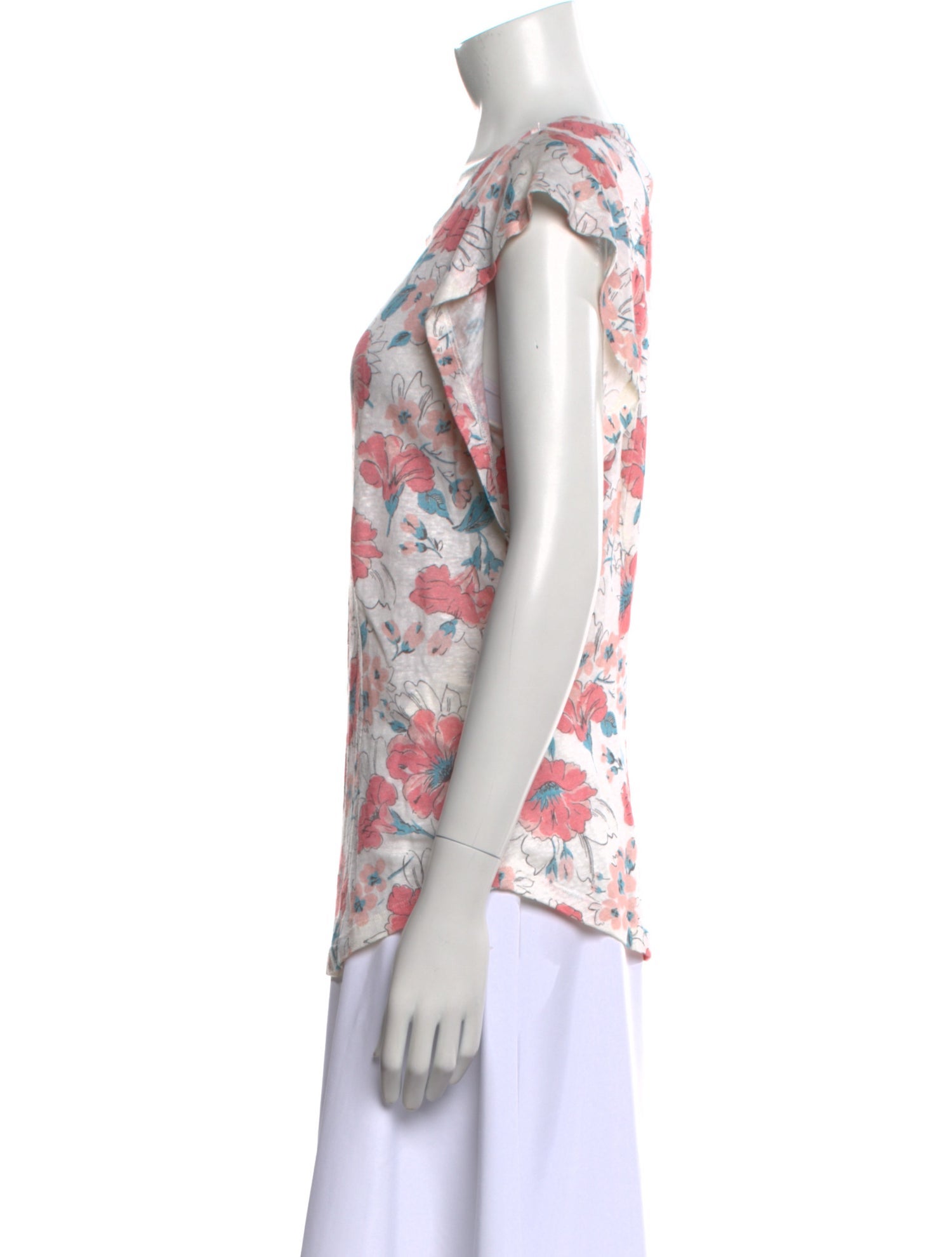 Rebecca Taylor Linen Floral Print T-Shirt