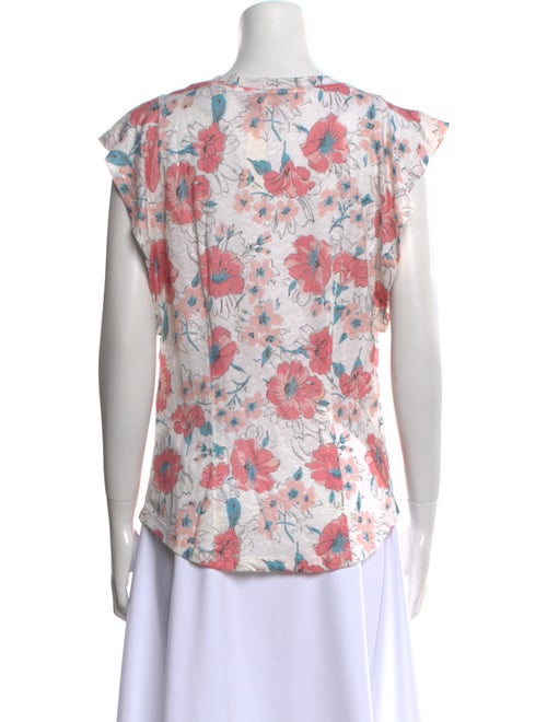 Rebecca Taylor Linen Floral Print T-Shirt