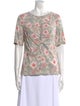 Rebecca Taylor Floral Print Bateau Neckline T-Shirt