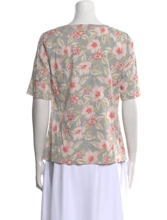 Rebecca Taylor Floral Print Bateau Neckline T-Shirt