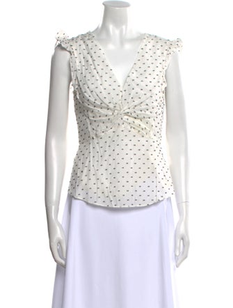 Rebecca Taylor Polka Dot Print V-Neck Blouse