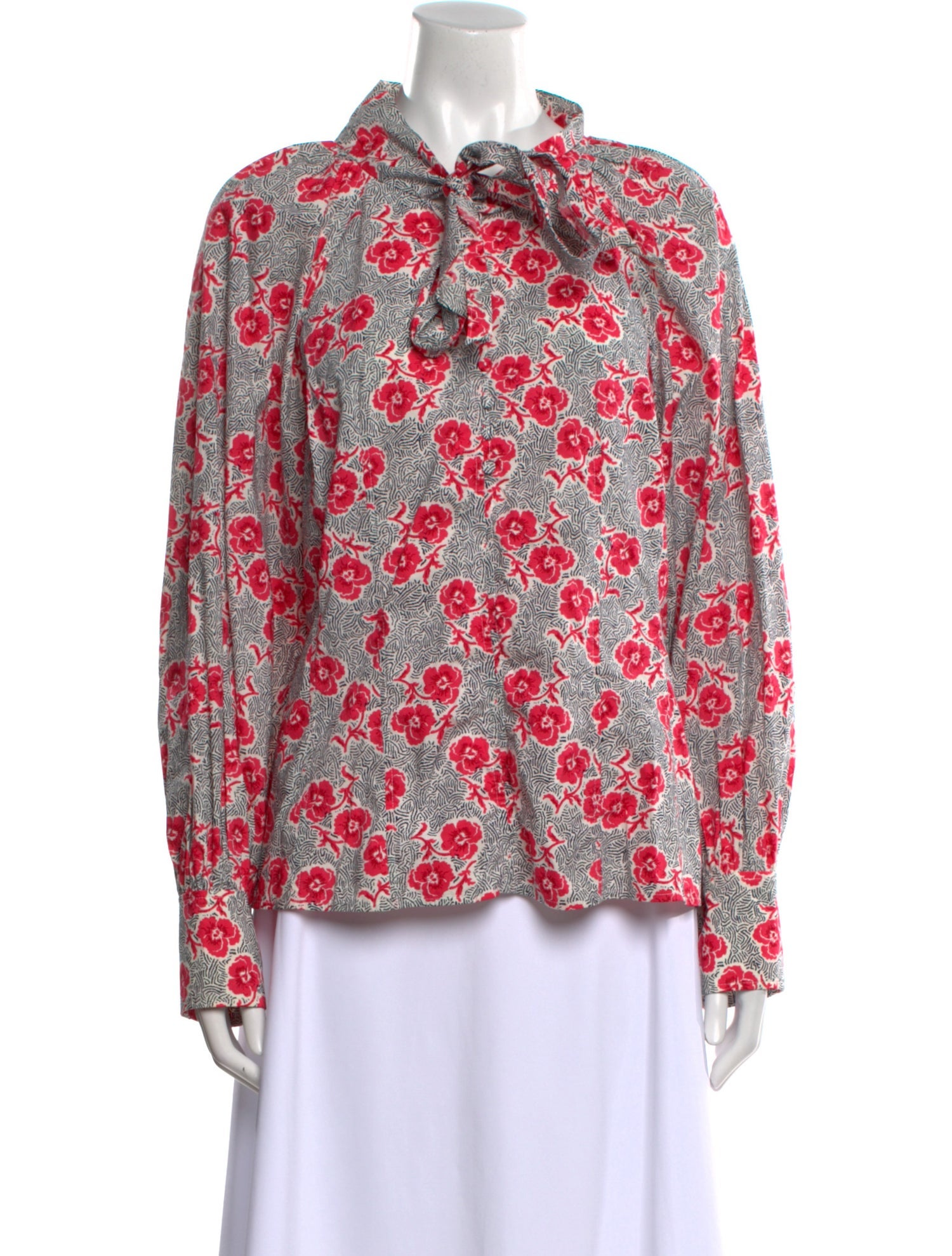 Rebecca Taylor Floral Print Mock Neck Blouse