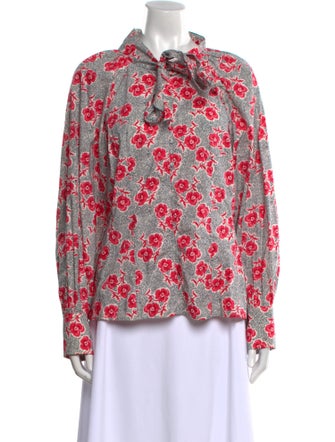 Rebecca Taylor Floral Print Mock Neck Blouse