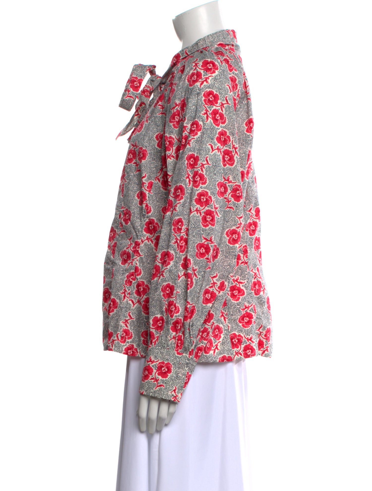 Rebecca Taylor Floral Print Mock Neck Blouse