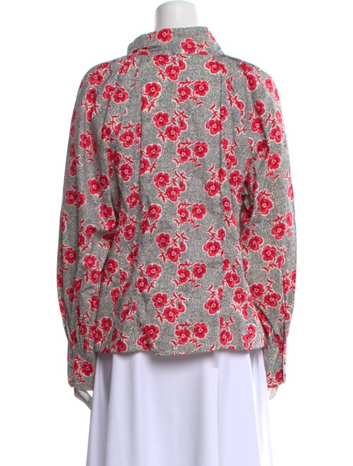 Rebecca Taylor Floral Print Mock Neck Blouse