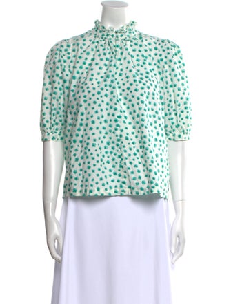 Rebecca Taylor Printed Mock Neck Blouse