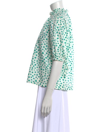 Rebecca Taylor Printed Mock Neck Blouse