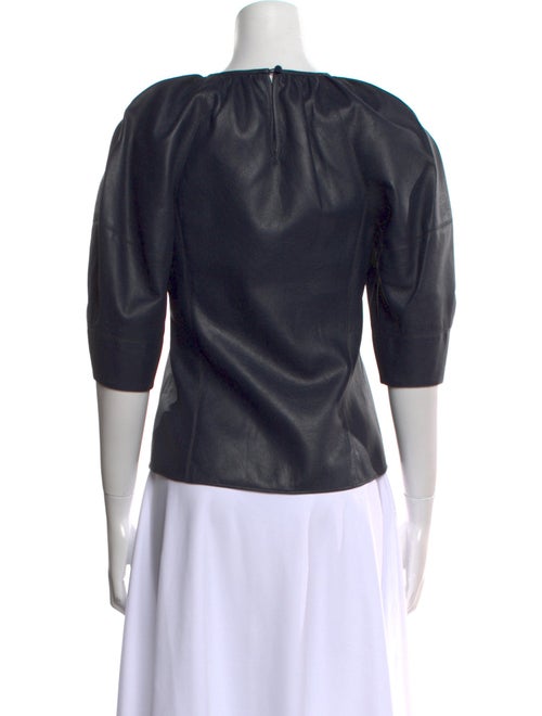 Rebecca Taylor Faux Leather Crew Neck Top