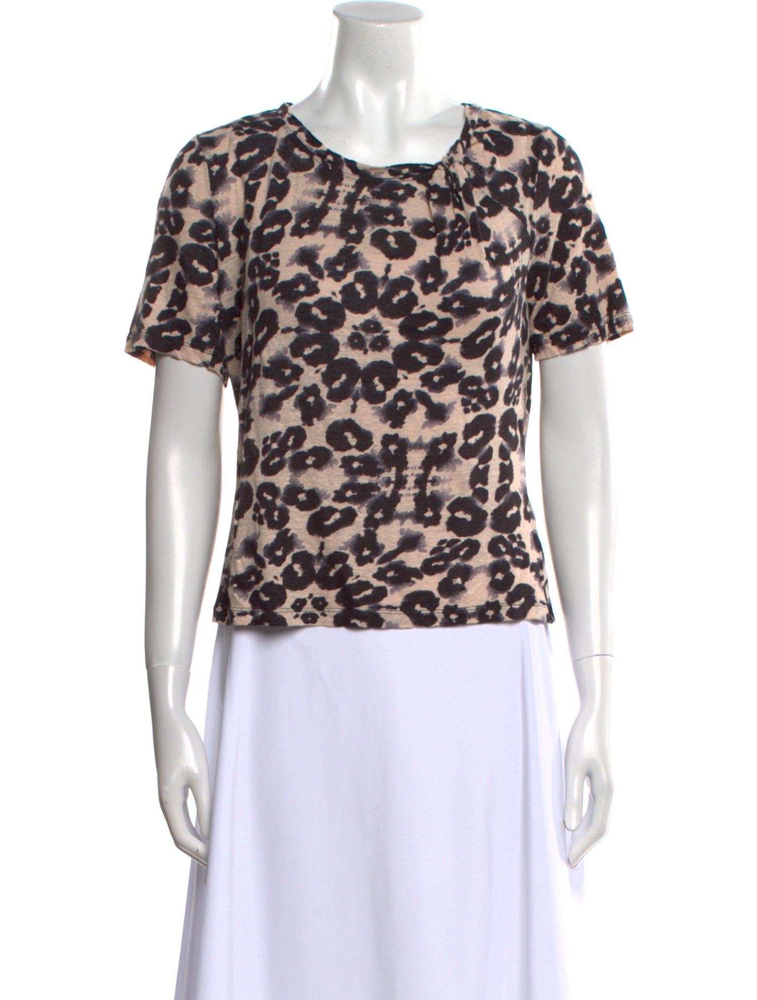 Rebecca Taylor Linen Animal Print T-Shirt