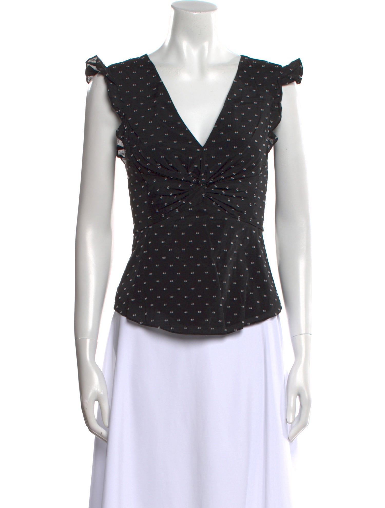 Rebecca Taylor Polka Dot Print V-Neck Top