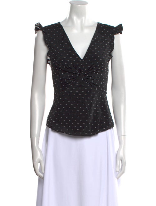Rebecca Taylor Polka Dot Print V-Neck Top