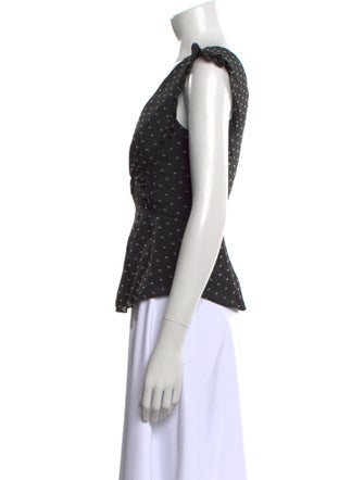 Rebecca Taylor Polka Dot Print V-Neck Top