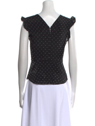 Rebecca Taylor Polka Dot Print V-Neck Top