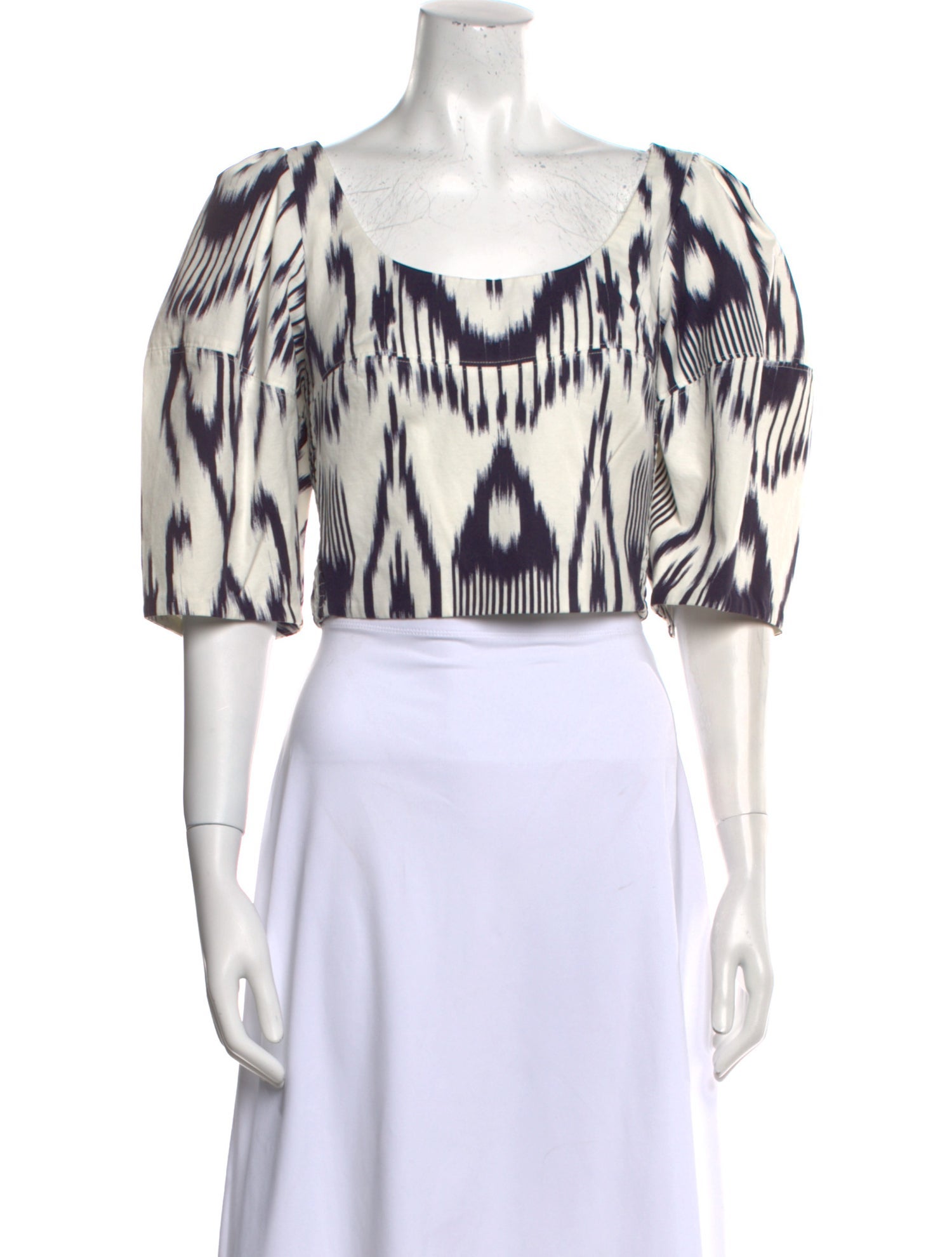 Rebecca Taylor Printed Square Neckline Crop Top