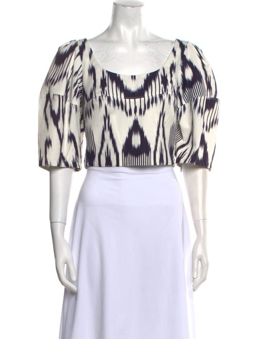 Rebecca Taylor Printed Square Neckline Crop Top