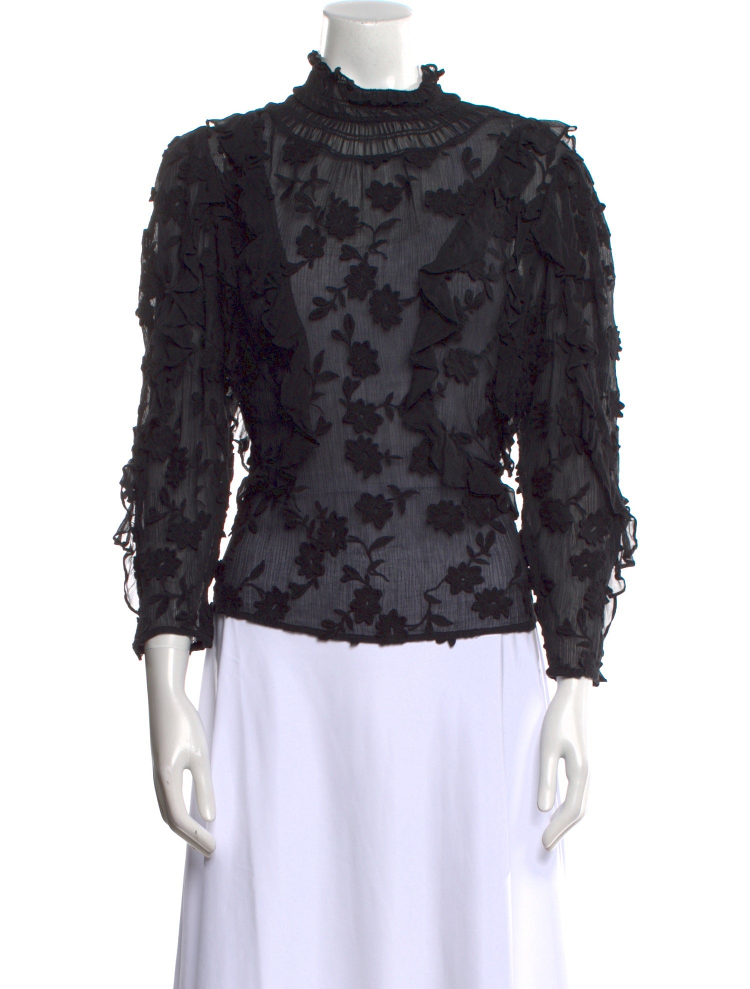 Rebecca Taylor Lace Pattern Mock Neck Top w/ Tags