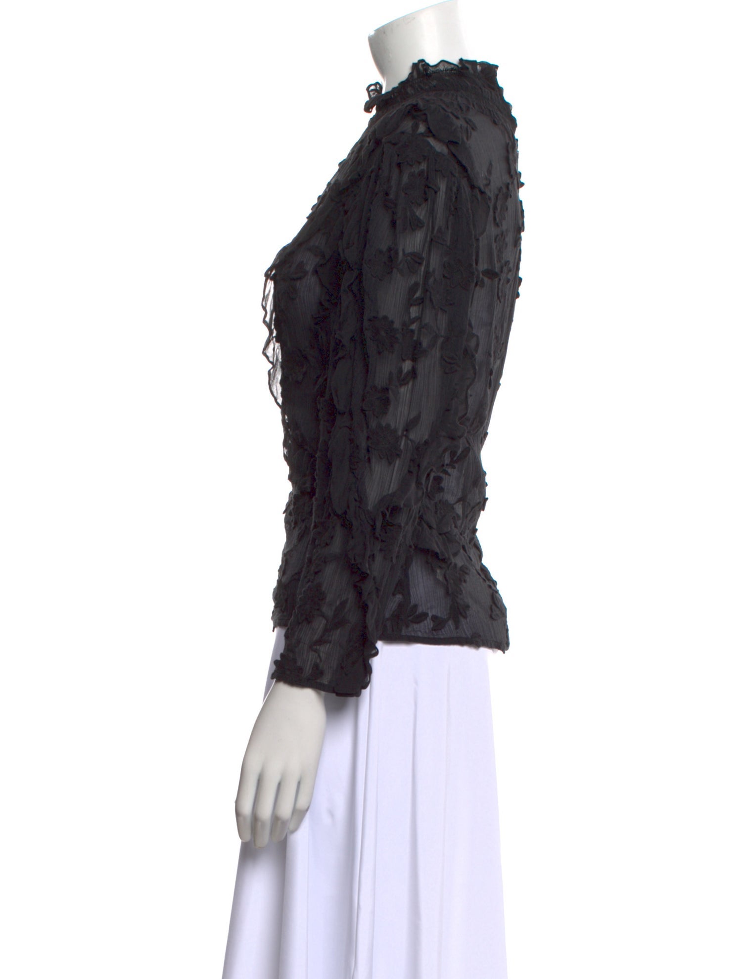 Rebecca Taylor Lace Pattern Mock Neck Top w/ Tags