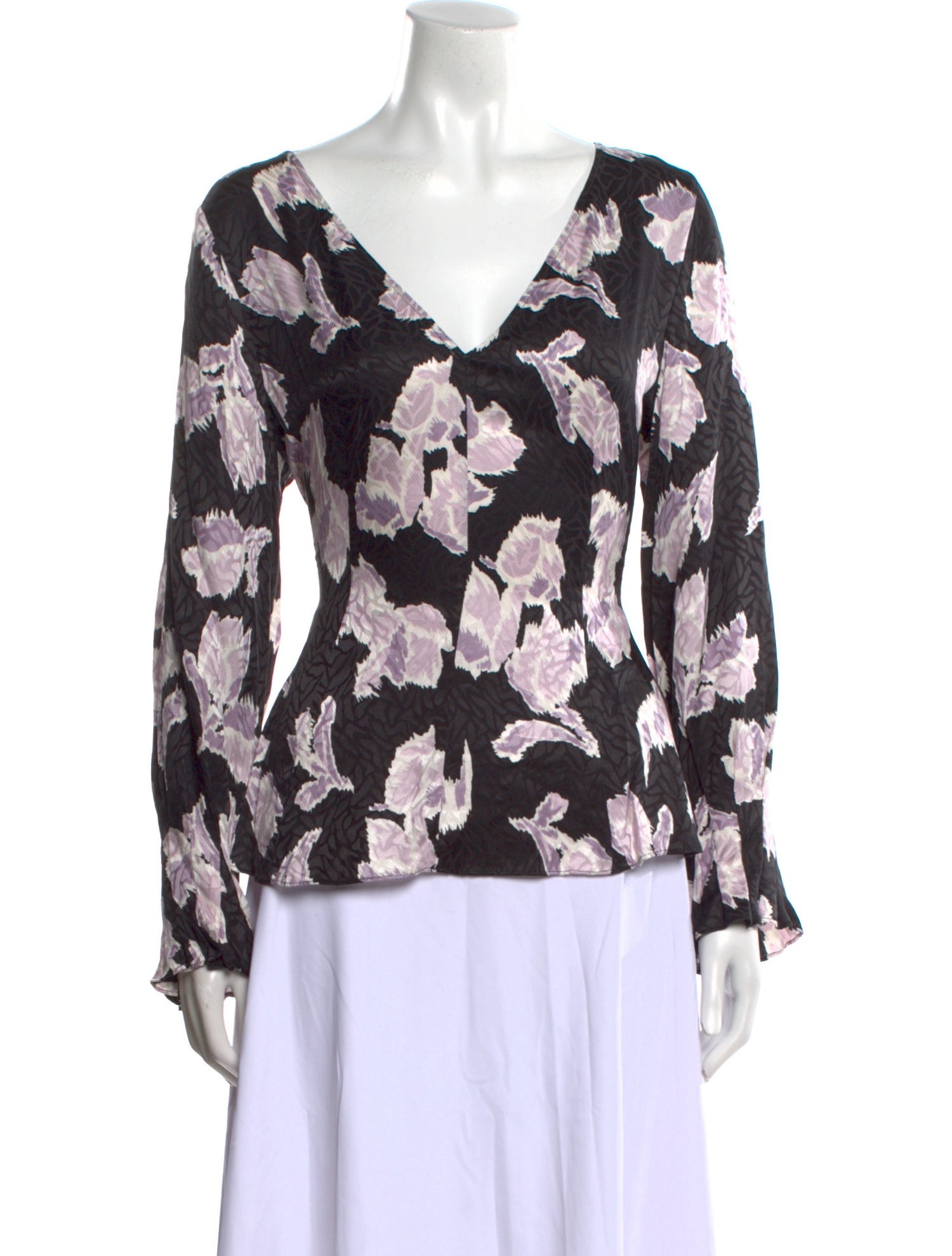 Rebecca Taylor Floral Print V-Neck Blouse w/ Tags