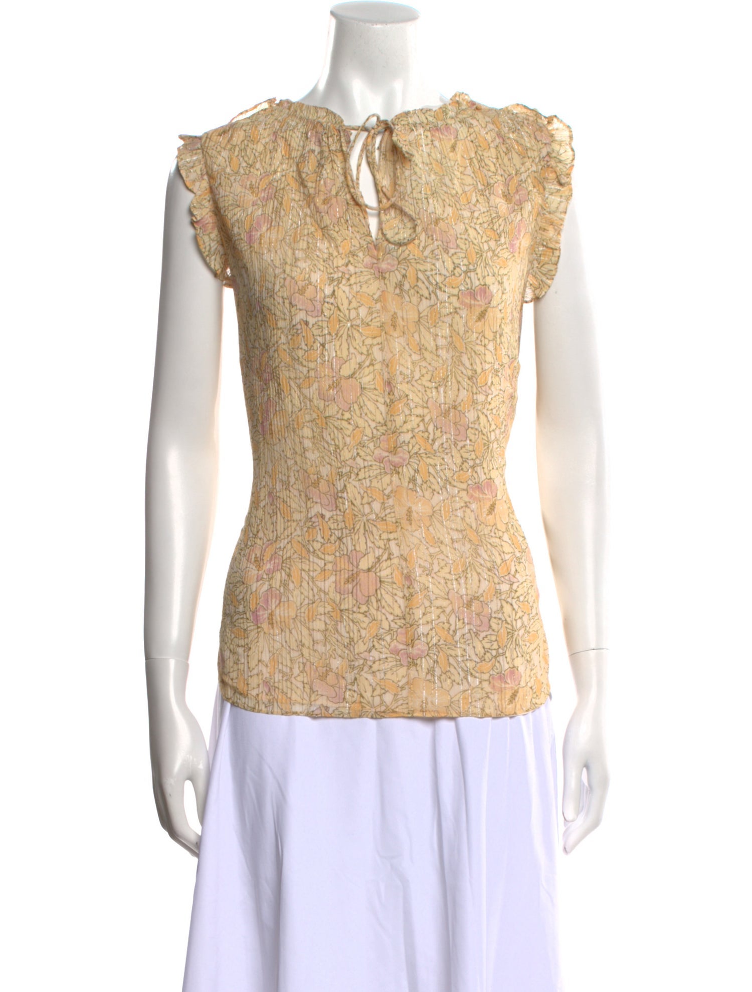 Rebecca Taylor Floral Print Tie Neck Polo w/ Tags