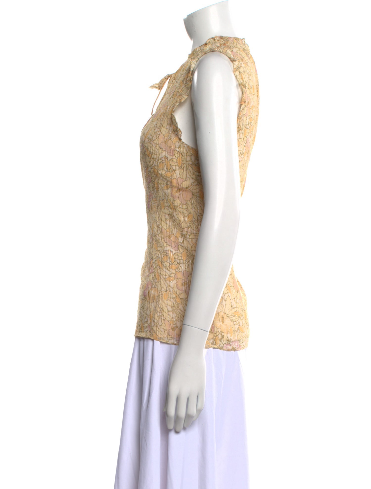 Rebecca Taylor Floral Print Tie Neck Polo w/ Tags