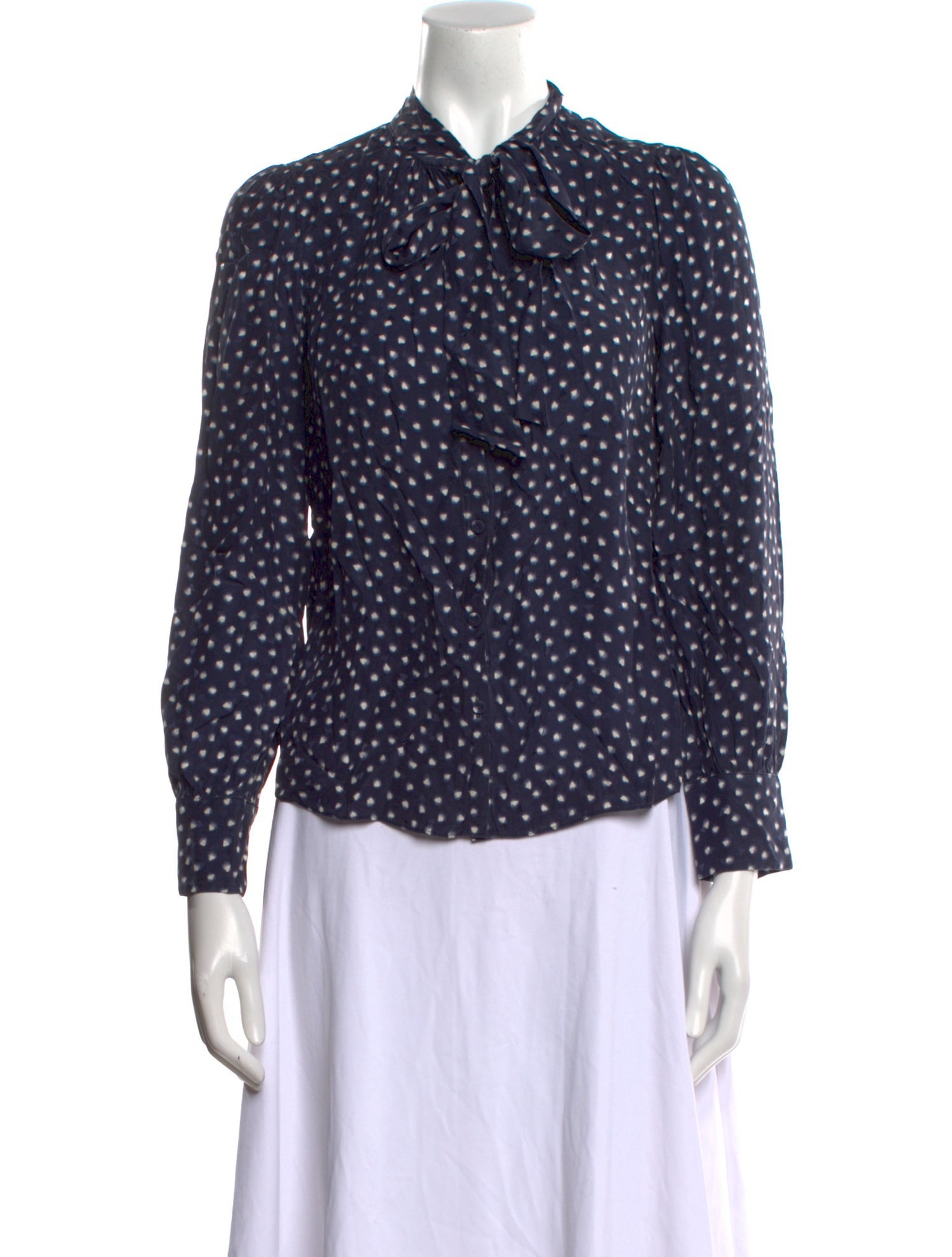 Rebecca Taylor Silk Polka Dot Print Button-Up Top w/ Tags