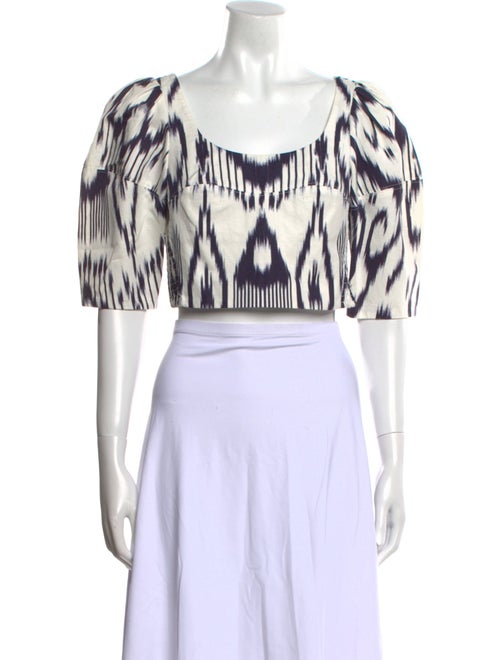Rebecca Taylor Printed Scoop Neck Crop Top