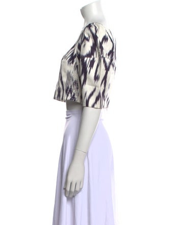 Rebecca Taylor Printed Scoop Neck Crop Top