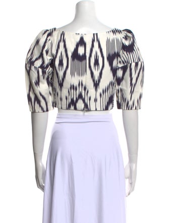 Rebecca Taylor Printed Scoop Neck Crop Top