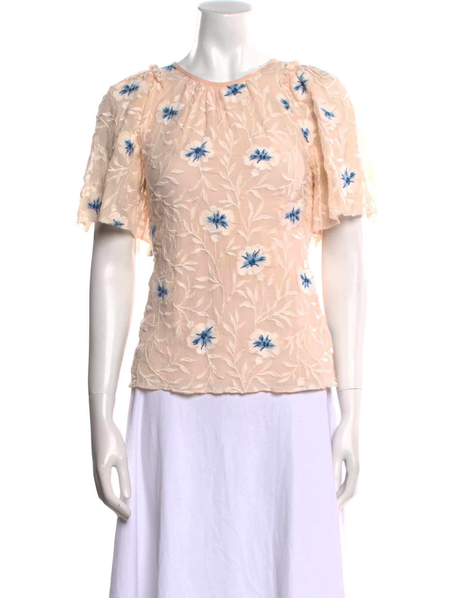 Rebecca Taylor Floral Print Crew Neck Blouse w/ Tags