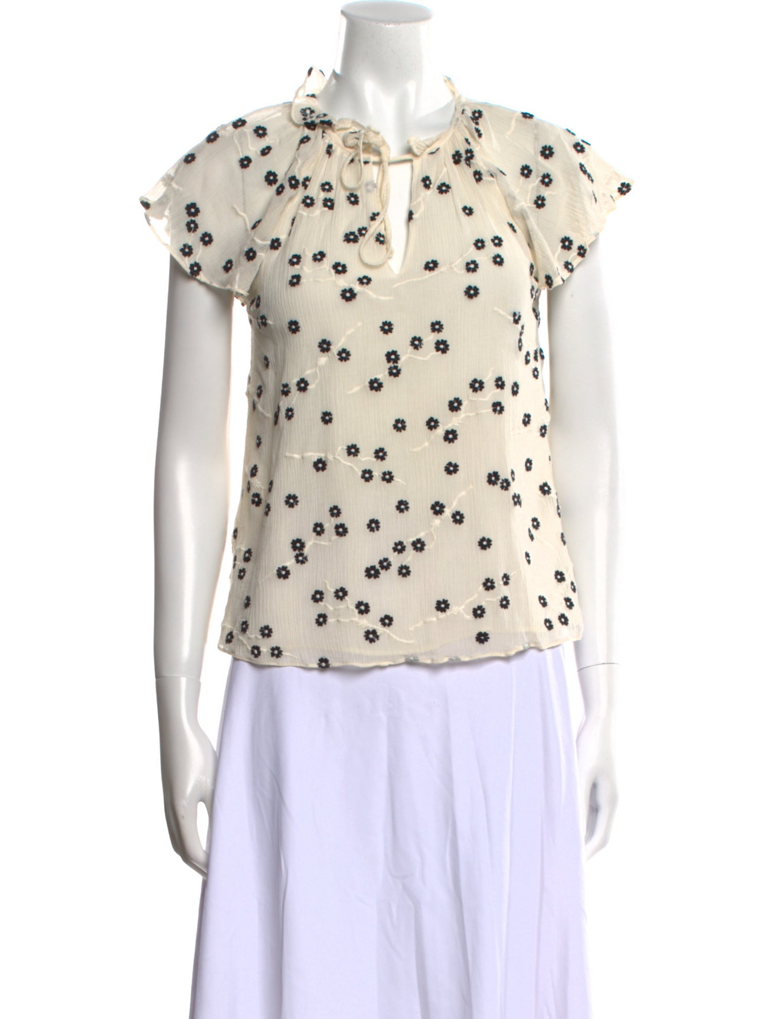 Rebecca Taylor Floral Print Mock Neck Top w/ Tags