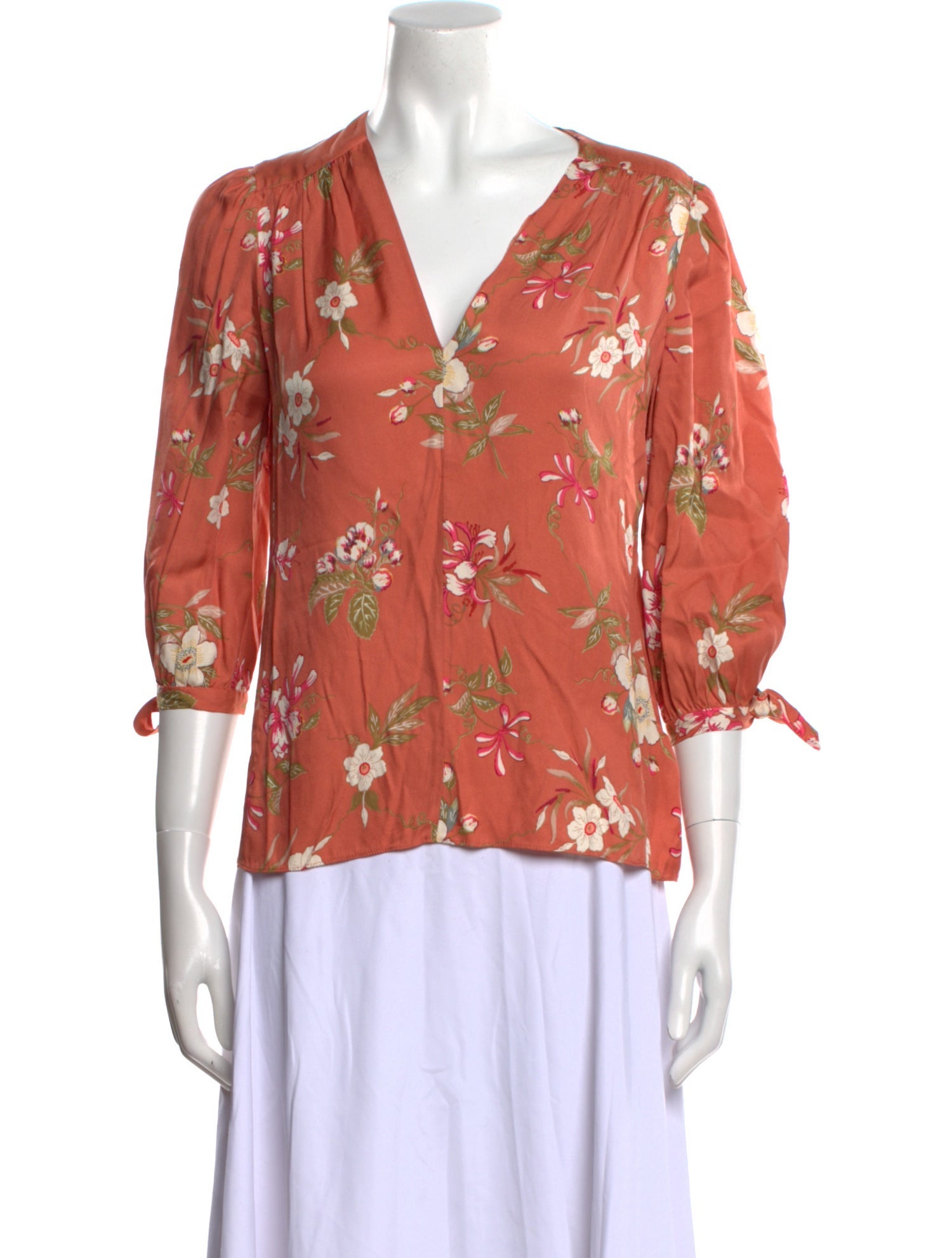 Rebecca Taylor Floral Print V-Neck Blouse w/ Tags