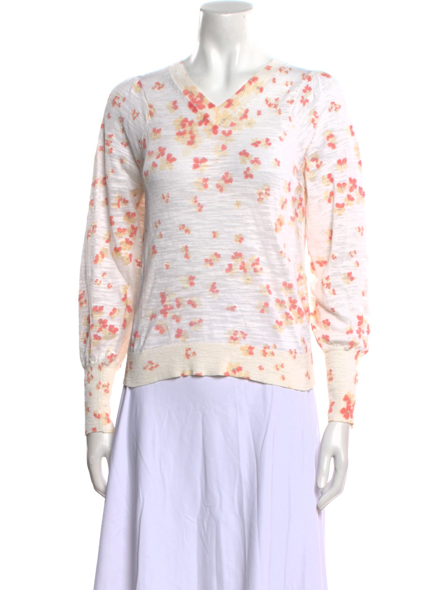 Rebecca Taylor Floral Print V-Neck Sweater w/ Tags