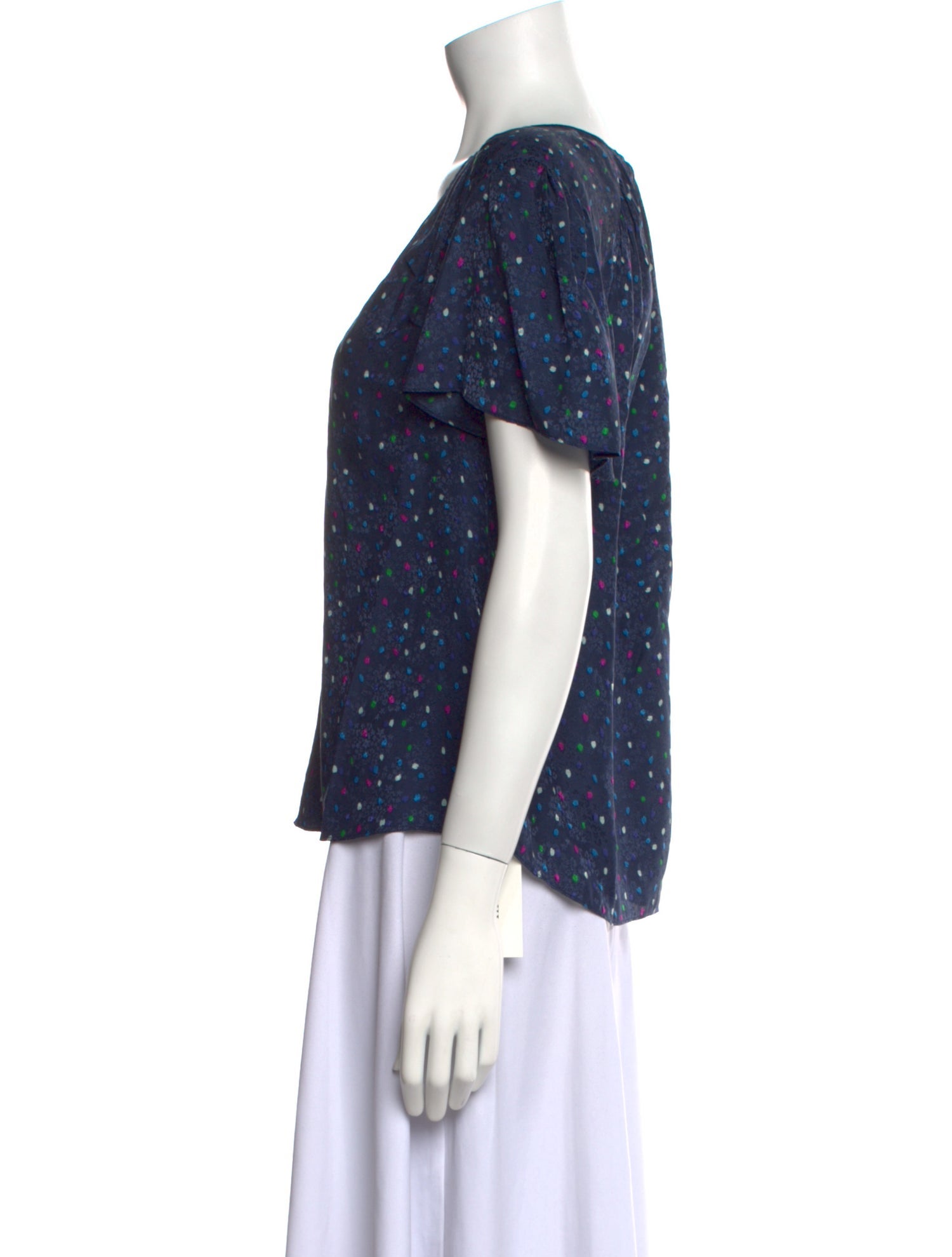 Rebecca Taylor Silk Polka Dot Print Top