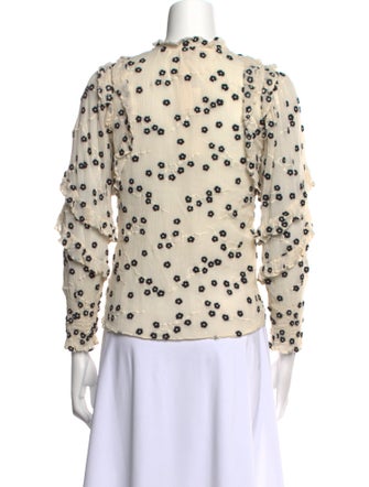 Rebecca Taylor Floral Print Mock Neck Blouse