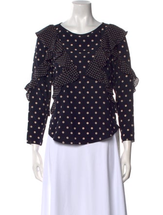 Rebecca Taylor Silk Polka Dot Print Top