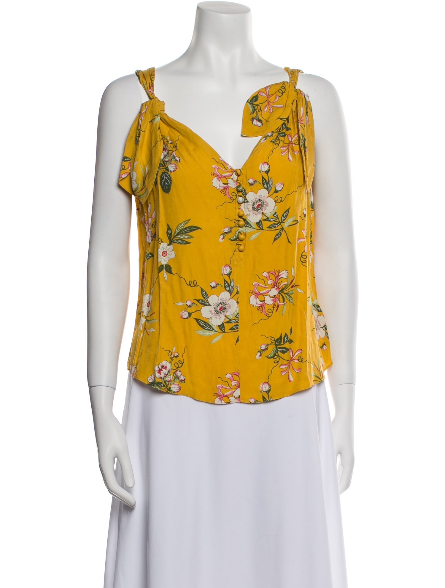Rebecca Taylor Floral Print V-Neck Blouse
