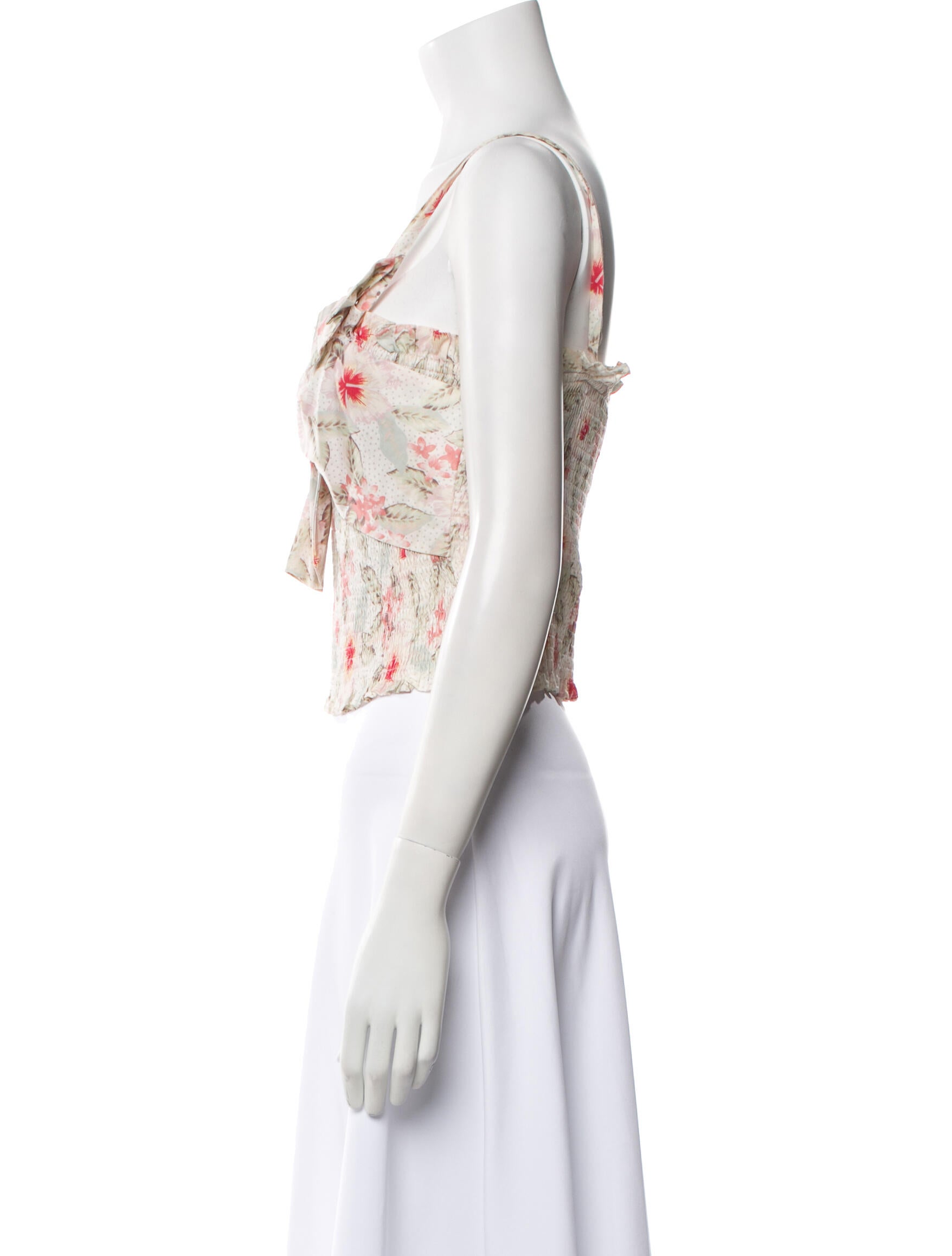 Rebecca Taylor Floral Print Square Neckline Crop Top w/ Tags