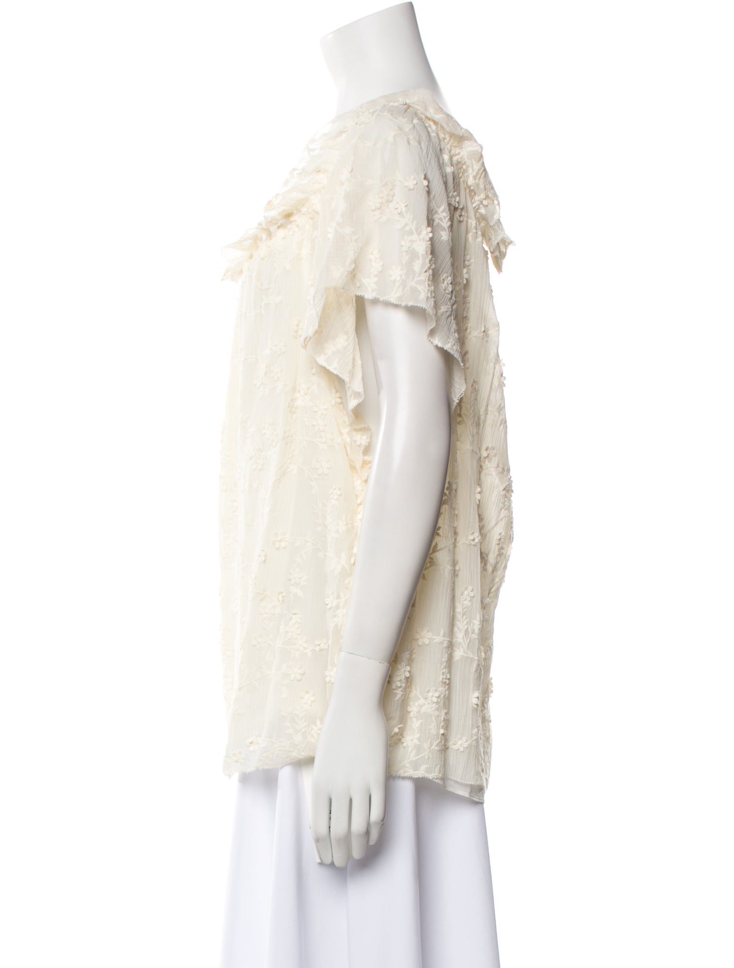 Rebecca Taylor Square Neckline Short Sleeve Blouse